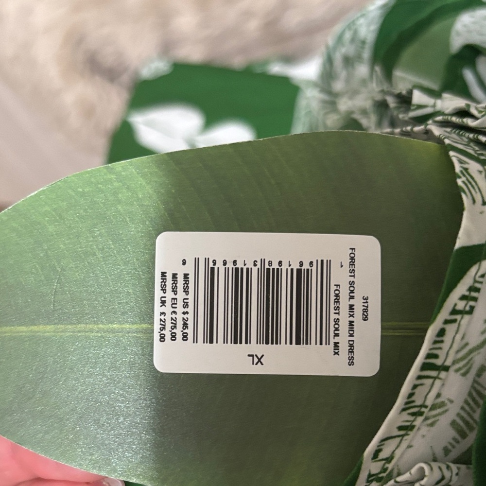 NWT Farm Rio Green and White Botanical Tiered Maxi Dress - Picture 7 of 7